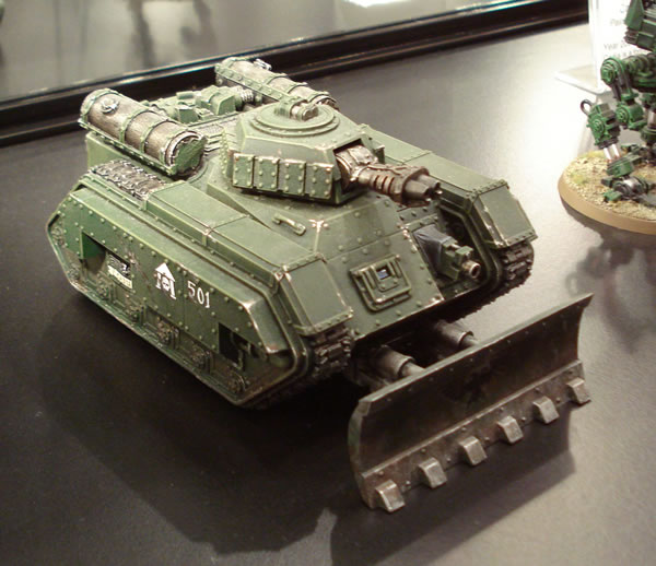 Imperial Guard Hellhound on display in Warhammer World. 