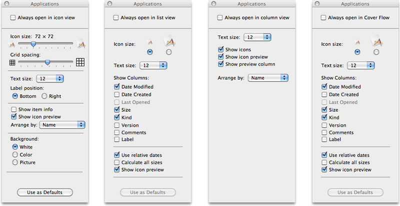 You can bring up view options by pressing Command J or from the menu View -> Show View Options