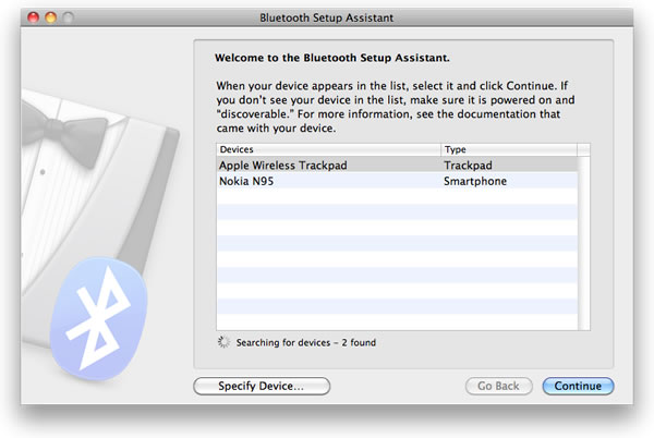 You will now be able to see the Trackpad in the list of Bluetooth devices.