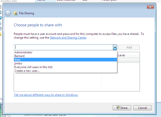 Windows Vista Shared Folder Permissions