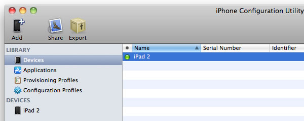 Plug in your iPad. The iPhone Configuration Utility should automatically recognise your iPad.