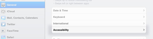 Select General and then Accessibility.