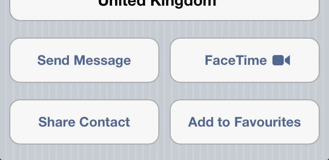 In the Contacts app, tap the FaceTime icon to place a FaceTime call to the contact you are viewing.