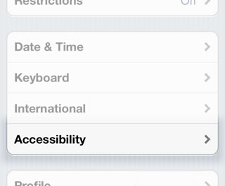 Select General and then Accessibility.