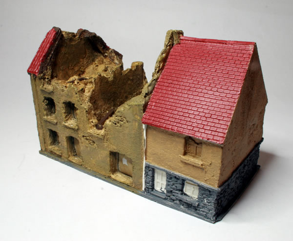 Ruined row of three houses