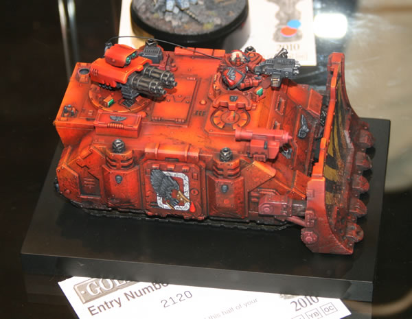 Space Marine Razorback with Forgeworld Dozer Blade, entered into the Golden Demon awards at GamesDay 2010.