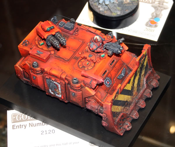 Space Marine Razorback with Forgeworld Dozer Blade, entered into the Golden Demon awards at GamesDay 2010.