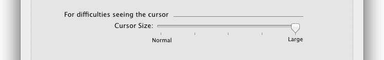 In the section, For difficulties seeing the cursor.