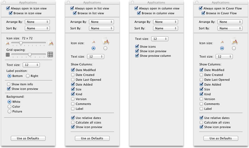 You can bring up view options by pressing Command J or from the menu View -> Show View Options