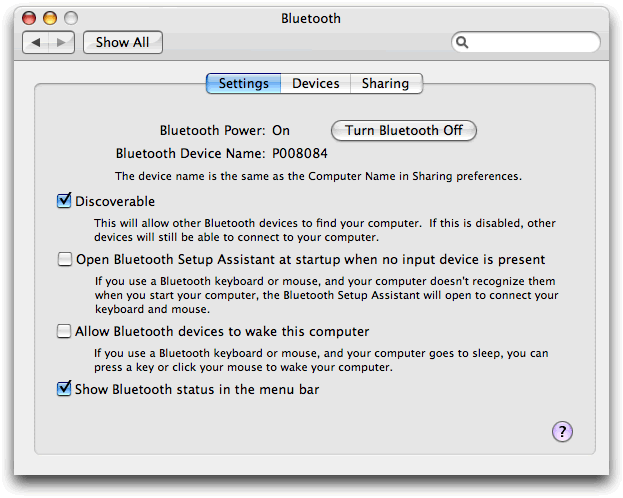 Bluetooth Preference Pane