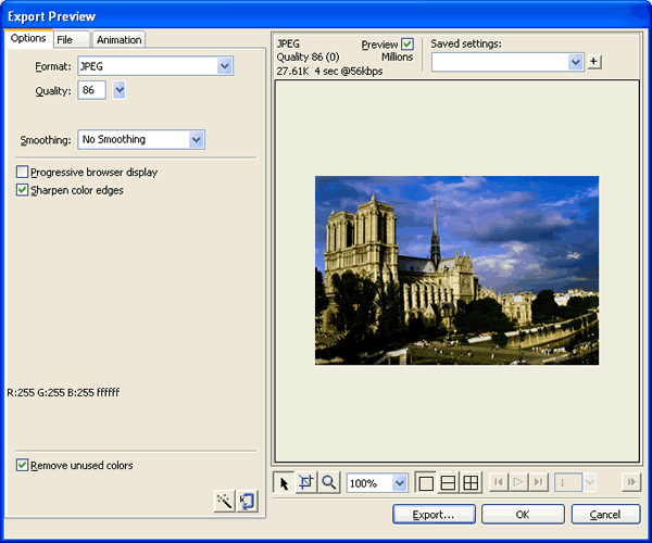 Export Preview Window