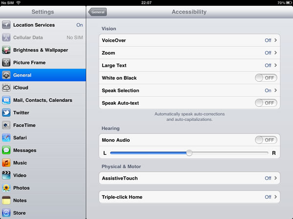 Within the Accessibility options, you should be able to see the section on Hearing and Mono Audio