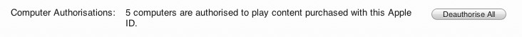 When you look at your account page, you can see how many computers are authorized to play iTunes protected content.