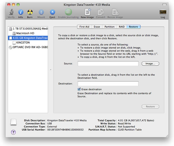 Click Restore